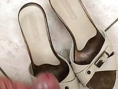 Big cumshot on my wife's clogs slippers ...
