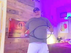 Exclusive ONLY on FapHouse: Tennis Coach Daddy fucks His tennis racquet and shoots a huge hands free load