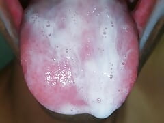tongue, saliva, tongue, sloopy, sucking, fetish spitting, long tongue and drooling close-up