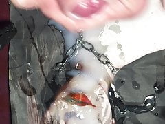 cumtribute to a pierced Emo Goth Whore in topless