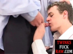 Nerdy lad fellating before sans a condom fuck-fest at school in duo