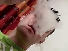 Young men smoking during wet blowjobs and a hardcore threesome