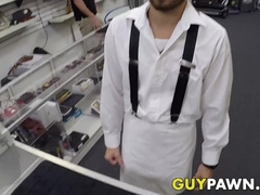 Hunky pawnbroker banging customer in the back room