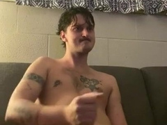 After douche solo jack off. Young fellow spunks two times