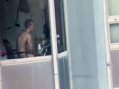 Hot neighbor caught wanking through window