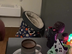 Femboy pops in his coffee and guzzles it all