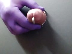Glory hole wank circumcised cut cumshot gloves