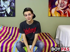 New cute and horny twink Trey Bentley interview and jack off