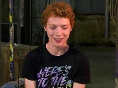 Skinny submissive twink BDSM dominated by his rough master