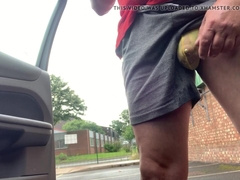 Pissing and jizz flow on carpark