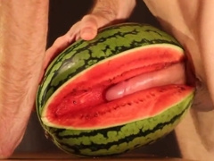 water melon cum - fucking a melon and cumming 4