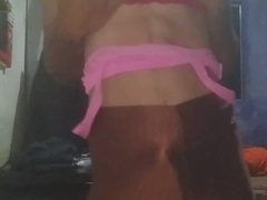 Taut lil' stretch pants cd with a plaything in the bum