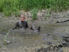 arousing mud romp naked with glasses