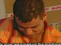 Sucking and fucking gay foursome with muscled bikers