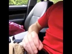 jerking rock hard cock in car
