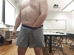 Stripping at work in classroom, playing and then cum