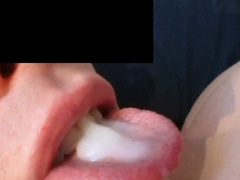 Swallowing a hot load of gooey cum 3