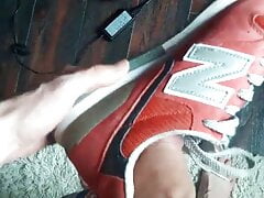 Thick dick wanking in sneakers