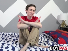 Slim twink Jacob milking his meat pole until burst of jizz