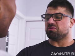 Horny black guy Papi Santiago gaped his hole after riding the big dick of inked Ryan Bones