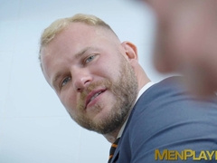 Suited Guillaume Wayne rammed hard the gorgeous hole of hottie Malek Tobias