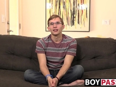 Twink has nice interview before stroking his big dick
