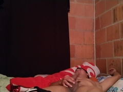 Latino stroking in the apartment