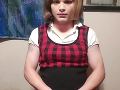 sissy in v-card spunk from Bad Dragon faux-cock