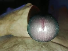 Masturbation With nylon sock on cock.