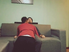 Degustating my masculine's meatpipe on the sofa.