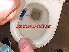 Master Ramon pisses restaurant toilet full, lick it on slave!