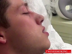 Sensual smoke and mouthfucking session with alluring twinks