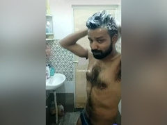 Desi Hairy Guy Taking Bath