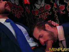 Classy executives enjoy sloppy oral sex after playing cards