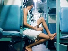 Train passengers indulge in steamy gay pleasure with a magnificent throbbing shaft