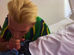Ash-Blonde Lad inhale oral job cleanup Motel Guest Room jizz in