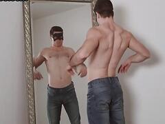 Str8 masked hairy stud wanks cock and cums in solo action