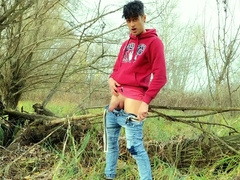 Squeezing Balls And Cock , Slapping Balls And Cumshot Outdoor