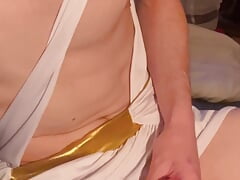 Twink in Roman costume jerking off and cumming (part2/2)