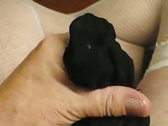 Cumming in black nylons