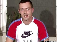 Solo British man plays with his penis