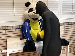 Feeding Mascot Panda A Egg