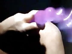 Male loves purple dildo deep in ass