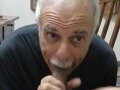 Old daddy give me blowjob and eat my cum 3