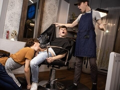 Barber bang with  horny hottie Cristiano and Jake Preston