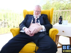 Mature bear Rusty McMann masturbates passionately solo