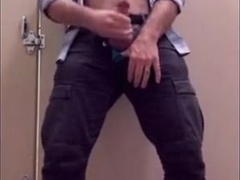 Bear Jerking Off at Work in Restoom 7