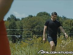 Hunk Fucks Athletic Biker In The Middle Of The Field