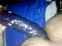 Big blue dildo deep in my ass