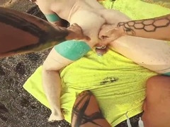 Axel Abysse with tattoos gets an outdoor anal fist invasion